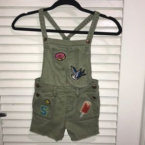 Cat & Jack Green Overalls with Fun Patches